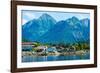 The town of Sitka & the spectacular mountains of Baranof Island, Southeast Alaska-Mark A Johnson-Framed Photographic Print