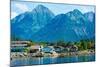 The town of Sitka & the spectacular mountains of Baranof Island, Southeast Alaska-Mark A Johnson-Mounted Photographic Print