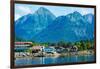 The town of Sitka & the spectacular mountains of Baranof Island, Southeast Alaska-Mark A Johnson-Framed Photographic Print