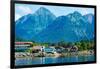 The town of Sitka & the spectacular mountains of Baranof Island, Southeast Alaska-Mark A Johnson-Framed Photographic Print