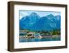 The town of Sitka & the spectacular mountains of Baranof Island, Southeast Alaska-Mark A Johnson-Framed Photographic Print