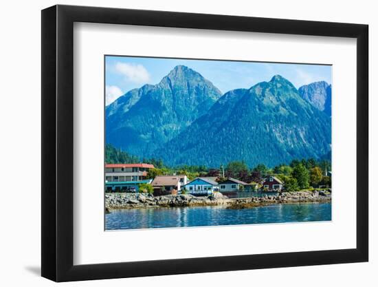 The town of Sitka & the spectacular mountains of Baranof Island, Southeast Alaska-Mark A Johnson-Framed Photographic Print