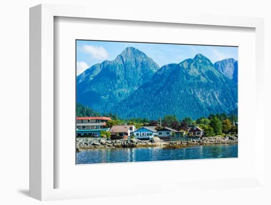 The town of Sitka & the spectacular mountains of Baranof Island, Southeast Alaska-Mark A Johnson-Framed Photographic Print