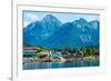 The town of Sitka & the spectacular mountains of Baranof Island, Southeast Alaska-Mark A Johnson-Framed Photographic Print