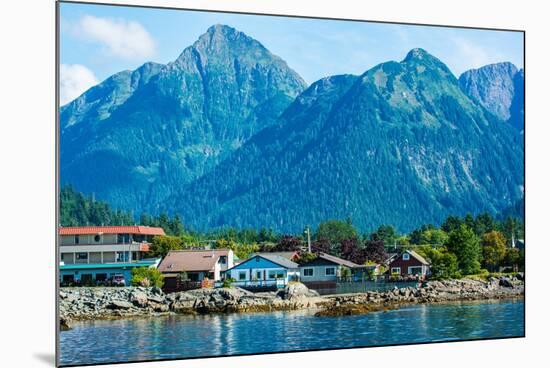 The town of Sitka & the spectacular mountains of Baranof Island, Southeast Alaska-Mark A Johnson-Mounted Photographic Print