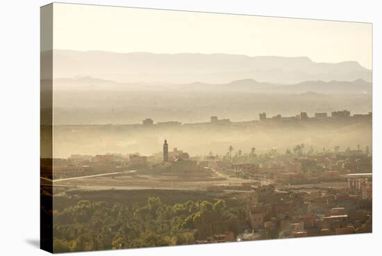 The Town of Tinerhir Soon after Sunrise, Smoke Rising from the Streets and Traditional Houses-Lee Frost-Stretched Canvas