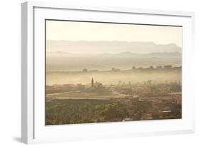 The Town of Tinerhir Soon after Sunrise, Smoke Rising from the Streets and Traditional Houses-Lee Frost-Framed Photographic Print