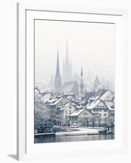 The Town of Zug on a Misty Winter Day, Zug, Switzerland, Europe-John Woodworth-Framed Photographic Print