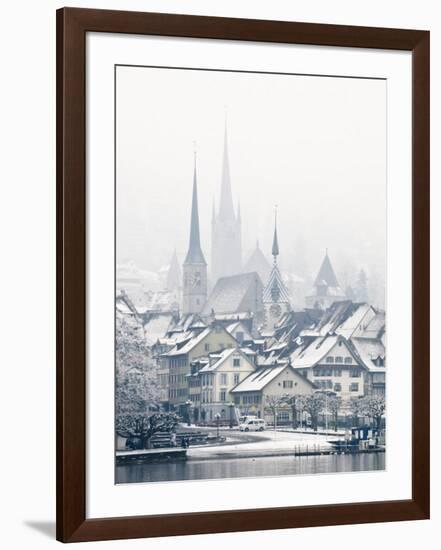 The Town of Zug on a Misty Winter Day, Zug, Switzerland, Europe-John Woodworth-Framed Photographic Print