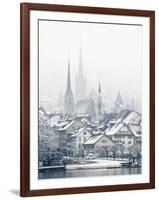 The Town of Zug on a Misty Winter Day, Zug, Switzerland, Europe-John Woodworth-Framed Photographic Print