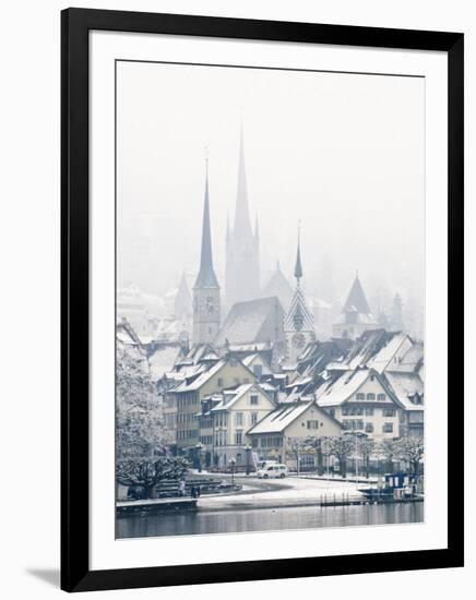 The Town of Zug on a Misty Winter Day, Zug, Switzerland, Europe-John Woodworth-Framed Photographic Print
