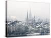 The Town of Zug on a Misty Winter's Day, Switzerland, Europe-John Woodworth-Stretched Canvas