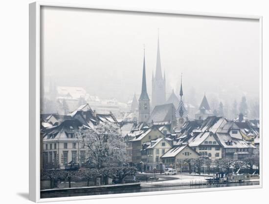 The Town of Zug on a Misty Winter's Day, Switzerland, Europe-John Woodworth-Framed Photographic Print