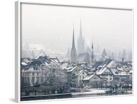 The Town of Zug on a Misty Winter's Day, Switzerland, Europe-John Woodworth-Framed Photographic Print