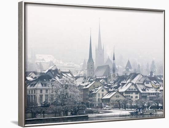 The Town of Zug on a Misty Winter's Day, Switzerland, Europe-John Woodworth-Framed Photographic Print