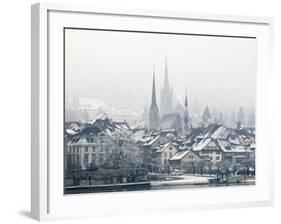 The Town of Zug on a Misty Winter's Day, Switzerland, Europe-John Woodworth-Framed Photographic Print