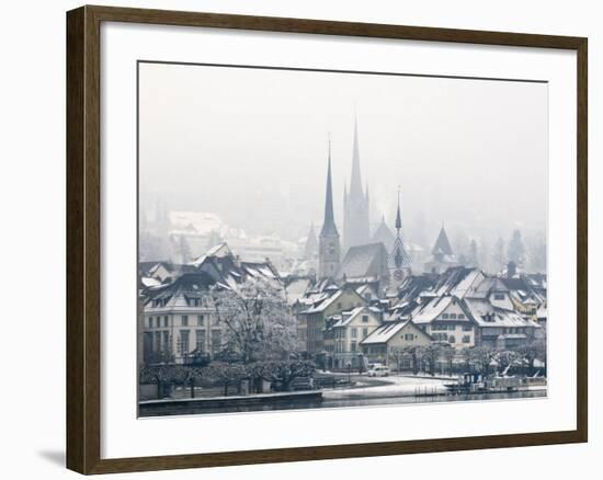 The Town of Zug on a Misty Winter's Day, Switzerland, Europe-John Woodworth-Framed Photographic Print