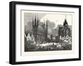 The Townhall and Church of St. Peter, Louvain, Belgium-null-Framed Giclee Print