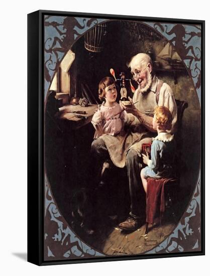 The Toy Maker--Norman Rockwell-Framed Stretched Canvas