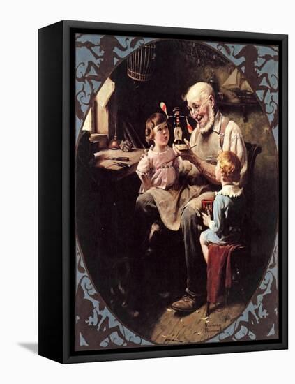 The Toy Maker--Norman Rockwell-Framed Stretched Canvas