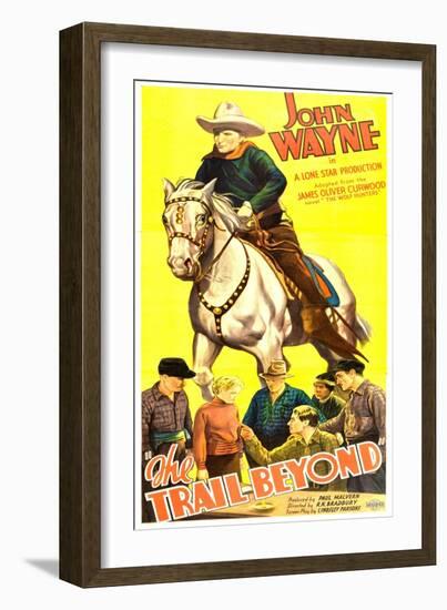 THE TRAIL BEYOND, top: John Wayne, bottom second from left: Verna Hillie, 1934.-null-Framed Art Print