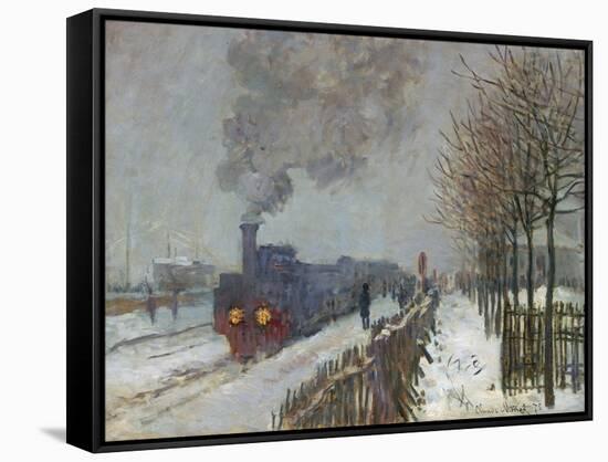 The Train in the Snow (Or: the Locomotive) 1875-Claude Monet-Framed Stretched Canvas