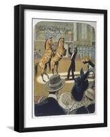 The Trainer Makes His Pair of Bay Horses Rear up in Front of the Audience-Rasmus Christiansen-Framed Art Print