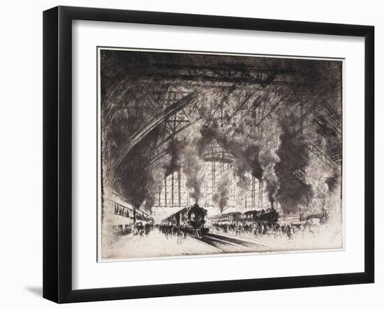 The Trains That Come, and the Trains That Go, Pennsylvania Railroad, Philadelphia, 1919-Joseph Pennell-Framed Giclee Print