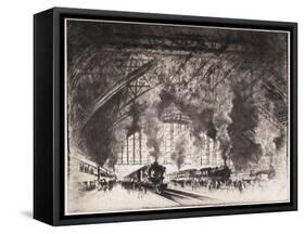 The Trains That Come, and the Trains That Go, Pennsylvania Railroad, Philadelphia, 1919-Joseph Pennell-Framed Stretched Canvas