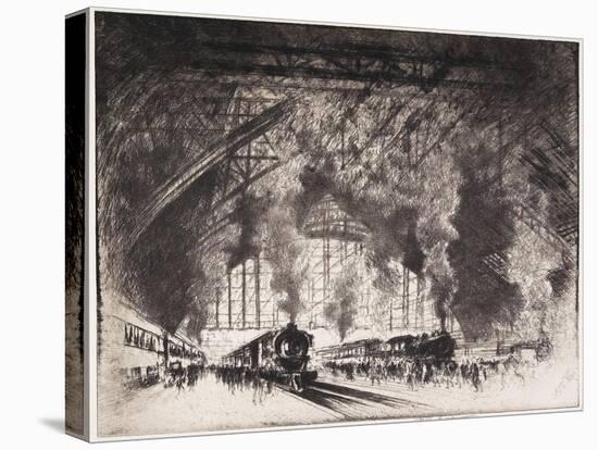 The Trains That Come, and the Trains That Go, Pennsylvania Railroad, Philadelphia, 1919-Joseph Pennell-Stretched Canvas