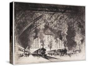 The Trains That Come, and the Trains That Go, Pennsylvania Railroad, Philadelphia, 1919-Joseph Pennell-Stretched Canvas