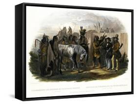 The Travellers Meeting with Minatarre Indians Near Fort Clark, Plate 26-Karl Bodmer-Framed Stretched Canvas