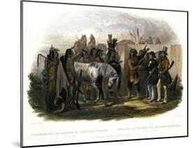 The Travellers Meeting with Minatarre Indians Near Fort Clark, Plate 26-Karl Bodmer-Mounted Giclee Print