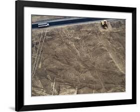 The Tree Geoglyph, aerial view, Nazca, UNESCO World Heritage Site, Ica Region, Peru, South America-Karol Kozlowski-Framed Photographic Print