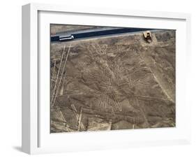 The Tree Geoglyph, aerial view, Nazca, UNESCO World Heritage Site, Ica Region, Peru, South America-Karol Kozlowski-Framed Photographic Print