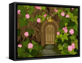 The Tree Trunk with Gates to the Magic Elves Castle. Raster Version.-Dazdraperma-Framed Stretched Canvas