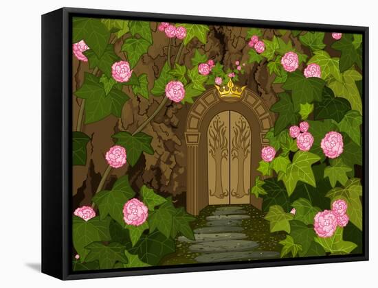 The Tree Trunk with Gates to the Magic Elves Castle. Raster Version.-Dazdraperma-Framed Stretched Canvas