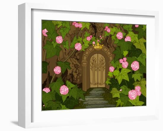 The Tree Trunk with Gates to the Magic Elves Castle. Raster Version.-Dazdraperma-Framed Photographic Print