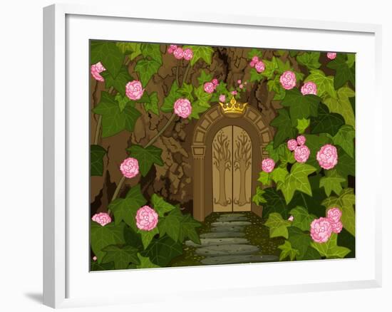 The Tree Trunk with Gates to the Magic Elves Castle. Raster Version.-Dazdraperma-Framed Photographic Print