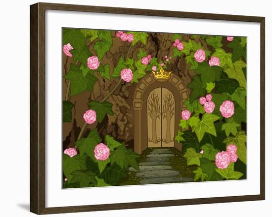 The Tree Trunk with Gates to the Magic Elves Castle. Raster Version.-Dazdraperma-Framed Photographic Print