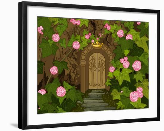 The Tree Trunk with Gates to the Magic Elves Castle. Raster Version.-Dazdraperma-Framed Photographic Print