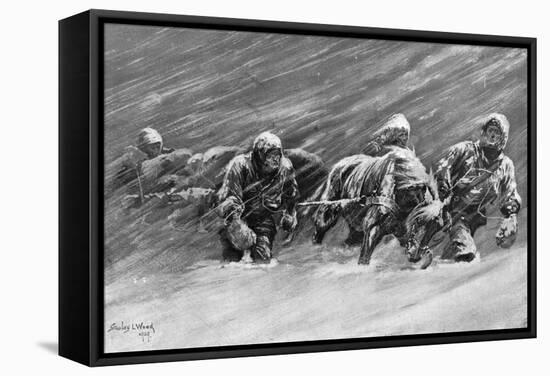 The Trek During the Snowstorm, 1909-Stanley L Wood-Framed Stretched Canvas