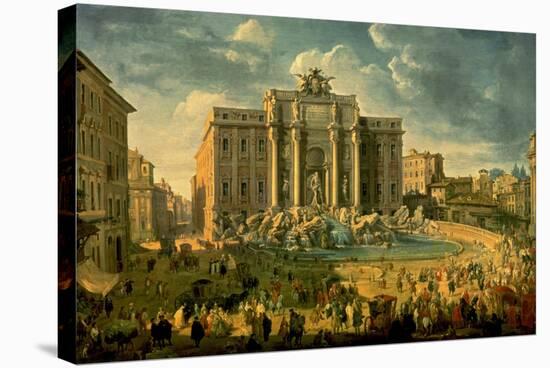 The Trevi Fountain In Rome 1753-56-Giovanni Paolo Pannini-Stretched Canvas