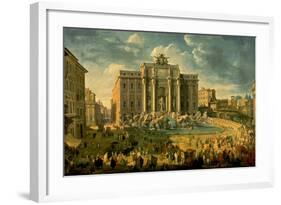 The Trevi Fountain In Rome 1753-56-Giovanni Paolo Pannini-Framed Art Print