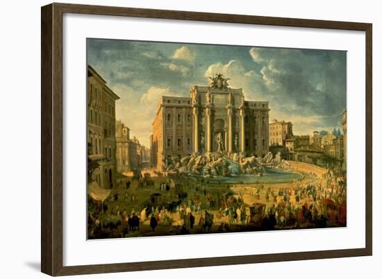 The Trevi Fountain In Rome 1753-56-Giovanni Paolo Pannini-Framed Art Print