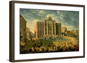 The Trevi Fountain In Rome 1753-56-Giovanni Paolo Pannini-Framed Art Print