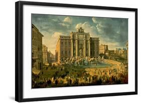 The Trevi Fountain In Rome 1753-56-Giovanni Paolo Pannini-Framed Art Print