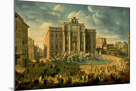 The Trevi Fountain In Rome 1753-56-Giovanni Paolo Pannini-Mounted Art Print
