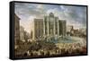 The Trevi Fountain in Rome (Pope Benidict XIV Visits the Trevi Fountain in Rom), 18th Century-Giovanni Paolo Panini-Framed Stretched Canvas