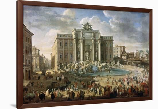 The Trevi Fountain in Rome (Pope Benidict XIV Visits the Trevi Fountain in Rom), 18th Century-Giovanni Paolo Panini-Framed Giclee Print